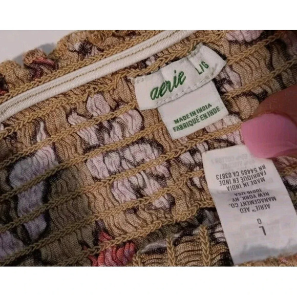 Aerie Cute Cropped Floral Fall Boho Y2K Fall Colored Top Large - Picture 2 of 7